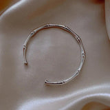 JIN Silver Slub Open Metal Bracelet Women Accessories