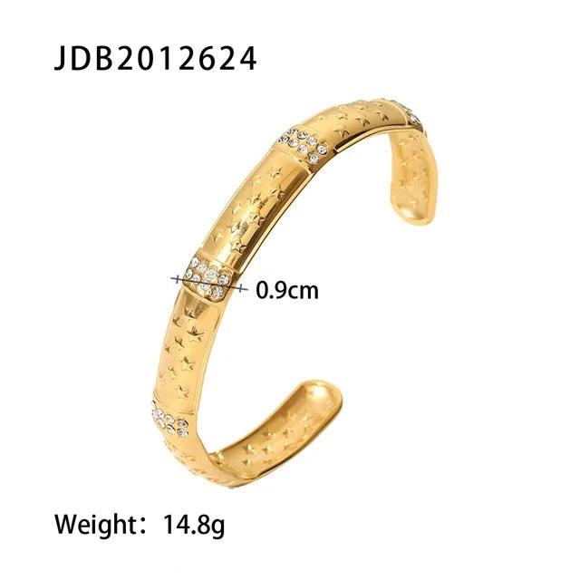 Youthway 316L Stainless Steel Golden Open Bangle Textured Jewelry