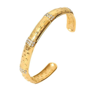 Youthway 316L Stainless Steel Golden Open Bangle Textured Jewelry