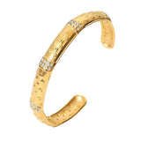 Youthway 316L Stainless Steel Golden Open Bangle Textured Jewelry