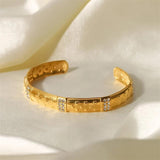 Youthway 316L Stainless Steel Golden Open Bangle Textured Jewelry
