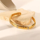Youthway 316L Stainless Steel Golden Open Bangle Textured Jewelry