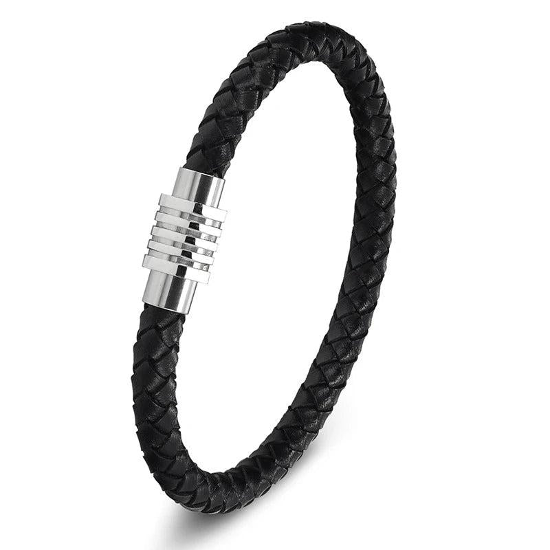 Stainless Steel Leather Rope Classic Bracelet