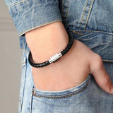 Stainless Steel Leather Rope Classic Bracelet