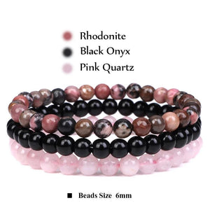 Amethyst Stone Bracelet Set 6mm Beads Bracelets Purple Agates Hematite 3Pcs