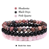 Amethyst Stone Bracelet Set 6mm Beads Bracelets Purple Agates Hematite 3Pcs