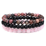 Amethyst Stone Bracelet Set 6mm Beads Bracelets Purple Agates Hematite 3Pcs
