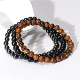 Amethyst Stone Bracelet Set 6mm Beads Bracelets Purple Agates Hematite 3Pcs