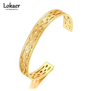 Vintage 18K Plated Geometric Patterns Bangle