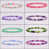 Agate Rose Pink Quartz Crystal Stretch Bracelet 6mm Round Natural Stone Beads