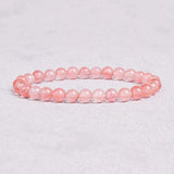 Agate Rose Pink Quartz Crystal Stretch Bracelet 6mm Round Natural Stone Beads