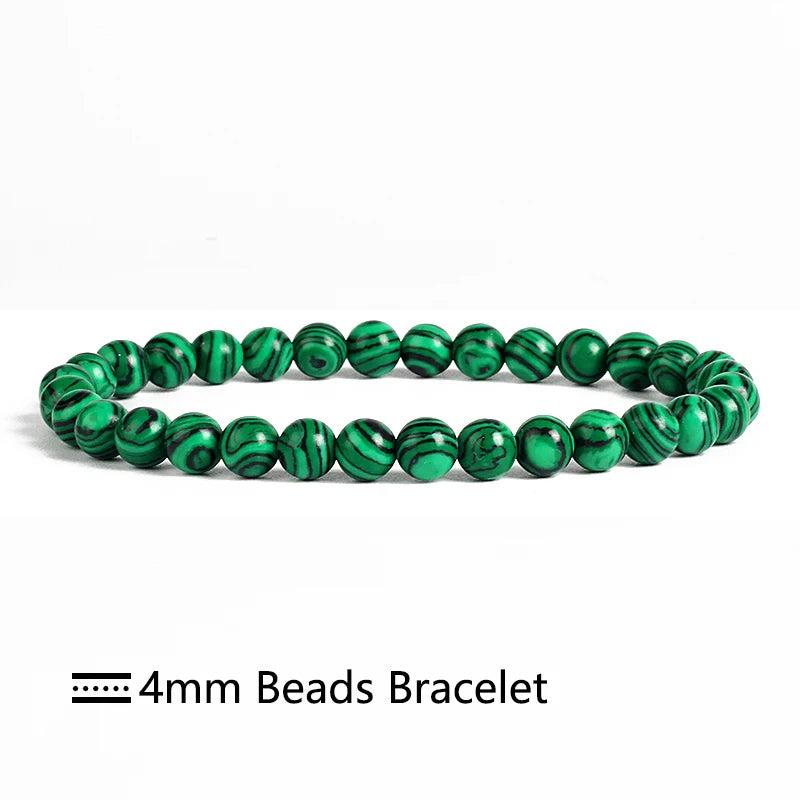 Peacock Malachite Beads Bracelet 4/6/8/10mm Natural Stone