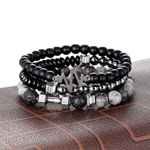Vintage Hematite Beads Bracelets Men Geometry Charm Bracelet