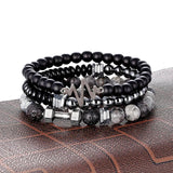 Vintage Hematite Beads Bracelets Men Geometry Charm Bracelet