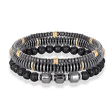 Vintage Hematite Beads Bracelets Men Geometry Charm Bracelet
