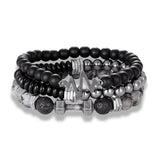 Vintage Hematite Beads Bracelets Men Geometry Charm Bracelet