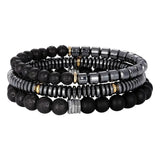 Vintage Hematite Beads Bracelets Men Geometry Charm Bracelet