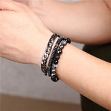 Vintage Hematite Beads Bracelets Men Geometry Charm Bracelet