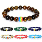 Natural Stone Bracelets Tiger Eye Agate Beaded LGBT Gays Bracelet