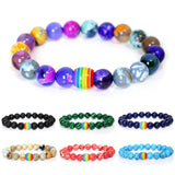 Natural Stone Bracelets Tiger Eye Agate Beaded LGBT Gays Bracelet