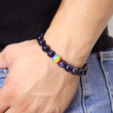 Natural Stone Bracelets Tiger Eye Agate Beaded LGBT Gays Bracelet