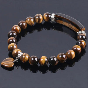 Tiger Eye Stone Bracelet with Heart Shape Silver Fitting