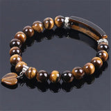 Tiger Eye Stone Bracelet with Heart Shape Silver Fitting