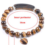 Tiger Eye Stone Bracelet with Heart Shape Silver Fitting