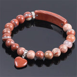 Tiger Eye Stone Bracelet with Heart Shape Silver Fitting