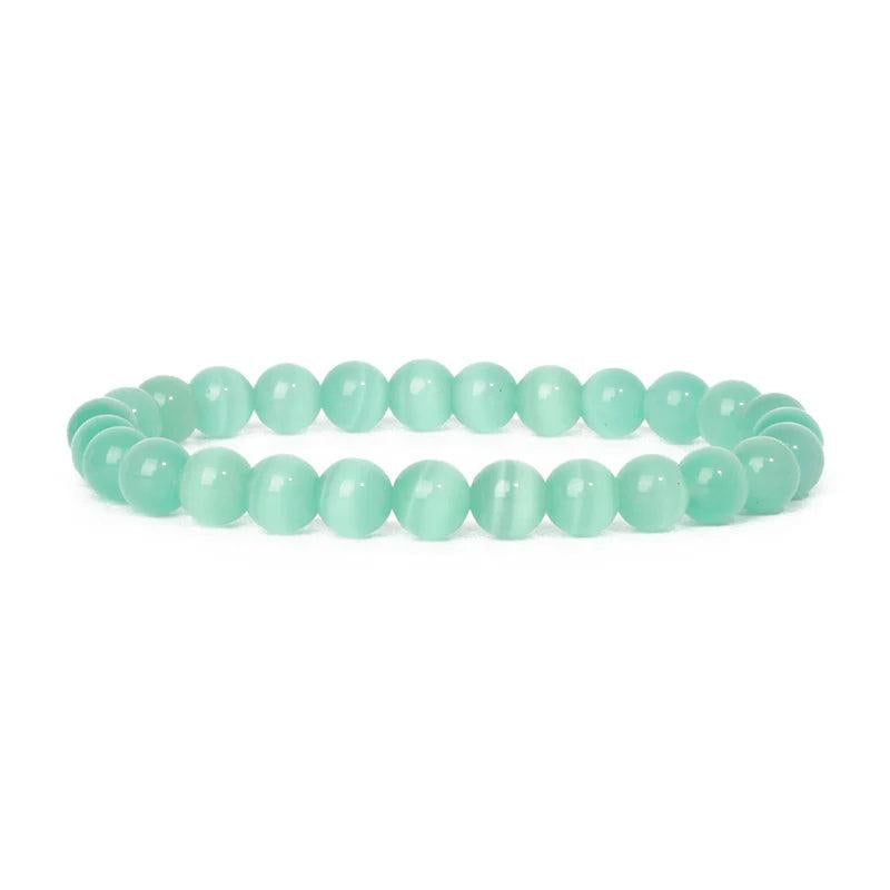 Opal Bead Bracelet Pink Round Beads Reiki Jewelry