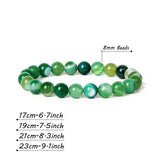 8MM Stripe Agates Bracelets Multicolor Stretch Beads Bracelet Reiki Jewelry