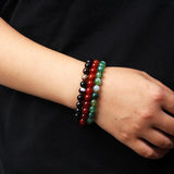8MM Stripe Agates Bracelets Multicolor Stretch Beads Bracelet Reiki Jewelry