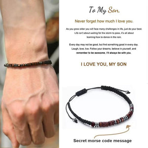 Son/Grandson Bracelet, I Love You Morse Code Hematite Bracelets
