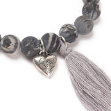 8MM Network Picture Stone Tassel Yoga Bracelet