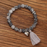8MM Network Picture Stone Tassel Yoga Bracelet