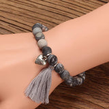 8MM Network Picture Stone Tassel Yoga Bracelet