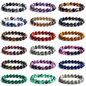 10MM Stone Beads Bracelet Men Reiki Tiger Eye Agates Quartz Beaded Bracelets