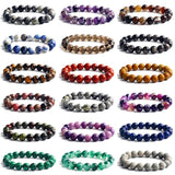 10MM Stone Beads Bracelet Men Reiki Tiger Eye Agates Quartz Beaded Bracelets
