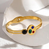 Colorful Resin Beads Stainless Steel 18k Bracelet Bangle Jewelry