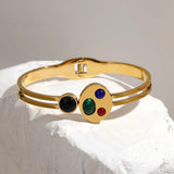 Colorful Resin Beads Stainless Steel 18k Bracelet Bangle Jewelry