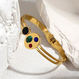 Colorful Resin Beads Stainless Steel 18k Bracelet Bangle Jewelry