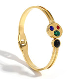 Colorful Resin Beads Stainless Steel 18k Bracelet Bangle Jewelry