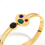 Colorful Resin Beads Stainless Steel 18k Bracelet Bangle Jewelry