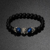 Vintage Tiger Eye Crown Bracelet Lion Head Charm