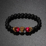 Vintage Tiger Eye Crown Bracelet Lion Head Charm
