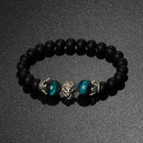 Vintage Tiger Eye Crown Bracelet Lion Head Charm