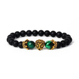 Vintage Tiger Eye Crown Bracelet Lion Head Charm
