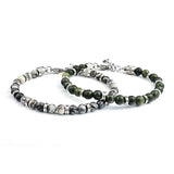 Natural Malachite Stainless Steel Bracelet 6mm Beads
