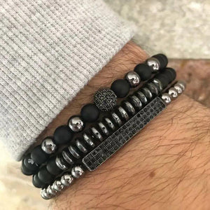 Men's Copper Bracelet Set with Zirconium Ball