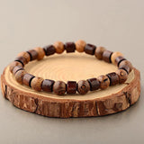 Sandalwood Froststone Bracelet Wood Beads Rosa Elastic